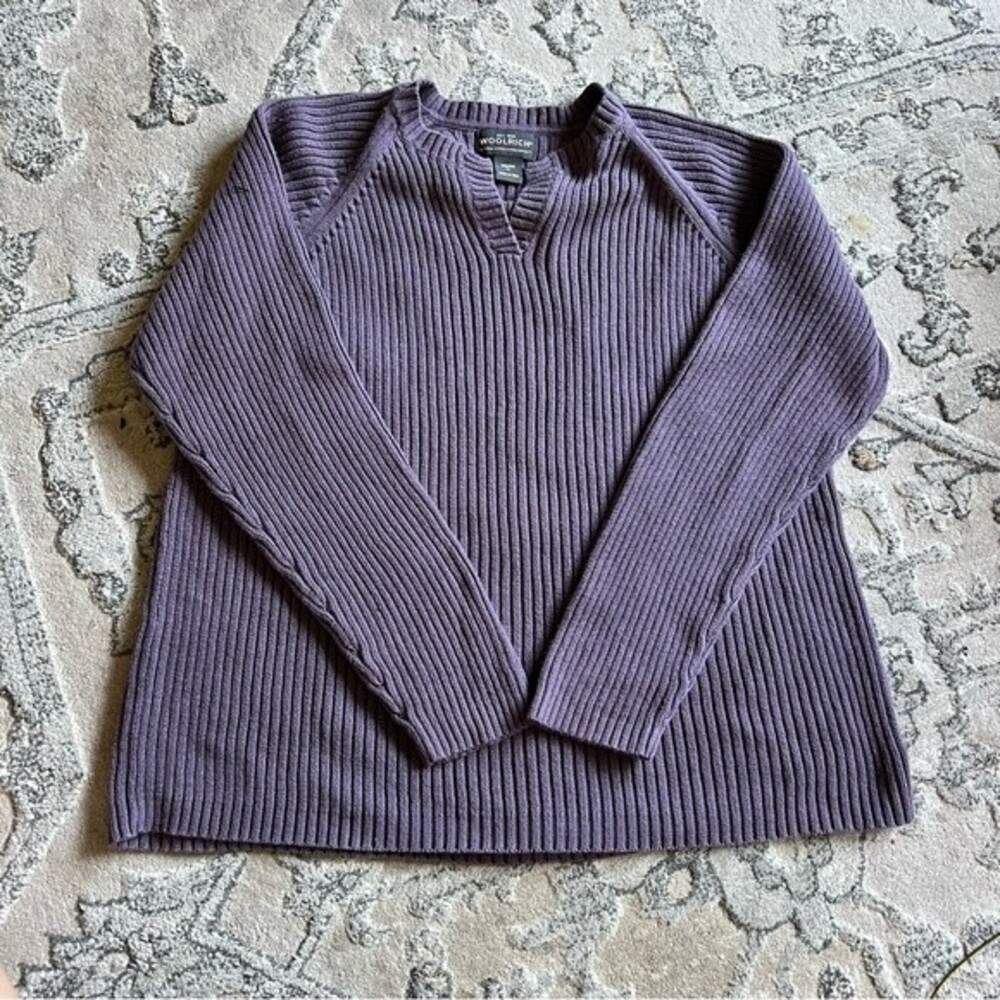 Woolrich Ribbed V Neck Sweater Purple/Plum Women Sz XL